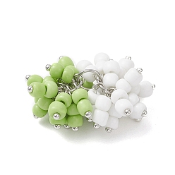 Зеленый Подвески из стеклянных бусин в виде винограда, с 304 кольцом из нержавеющей стали, два тона, зелёные, 15x30x22 мм, отверстие : 5 мм