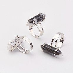 Джаспер Кольца из натуральной зебры яшмы, с обнаружением железного кольца, платина, пуля, Размер 8, 18 мм