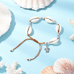 Шоколадный Браслеты с подвесками в виде черепахи из сплава, Браслеты из искусственного жемчуга и натуральных ракушек каури для женщин, цвет шоколада, 2~3-3/8 дюйм (5.05~8.5 см)