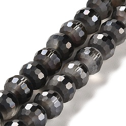 Черный Стеклянные бусины с гальваническим покрытием , с половиным покрытием, матовые и граненые(96 грани), круглые, чёрные, 9.5~10x9~9.5 мм, отверстие : 1.8 мм, около 69~70 шт / нитка, 24.57'' (62.4~63.1 см)