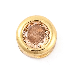 Персиковый Слойка Покрытие стойки плоские круглые латунные микропаве кабошоны из кубического циркония, без кадмия и без свинца, долговечный, реальный 18 k позолоченный, розовые, 4x2 мм