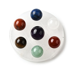 Хрусталь Чакра натуральный кварцевый кристалл основа семь звезд группа дисплей украшения, с подвеской, украшение для домашнего офиса по фэн-шуй, 64.5~65x8~9 мм