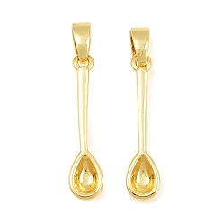 Real 18K Gold Plated Brass Pendants, Spoon Charms, Real 18K Gold Plated, 21x5x2mm, Hole: 5x3mm