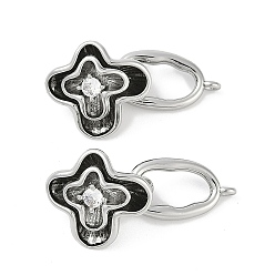 Платина Латунное микропейв, прозрачный кубический цирконий, складные застежки, без кадмия, без никеля и без свинца, цветок, платина, 28x15.5 мм, отверстие : 1.4 мм