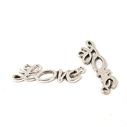 Античное Серебро Коннекторы тибетского стиля, без свинца и без кадмия, Слово любовь, античное серебро, 35x13x2 мм, отверстие : 1 мм