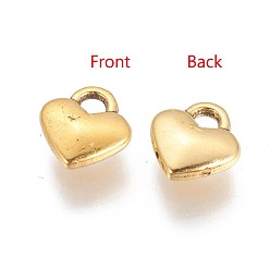 Античное Золото Тибетском стиле сплава сердца прелести, без кадмия и без свинца, античное золото , 8x7x2.5 мм, отверстие : 2 мм