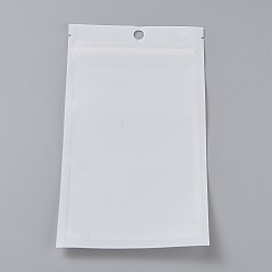 Белый Пластиковая сумка с замком на молнии, сумки для хранения, мешок с самоуплотнением, верхнего уплотнения, с окном и вешалкой, прямоугольные, белые, 18x10x0.2 см, односторонняя толщина: 3.1 мил(0.08мм)