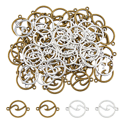 (52) Непрозрачная лаванда 80шт 2 стили подвески из сплава в тибетском стиле, плоский круглый с волнистыми звеньями, античная бронза и старинное серебро, 20~26.5x16~20x1~1.5 мм, отверстие : 1.6 мм, 40 шт / стиль