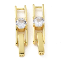 Настоящее золото 18K Стойки обшивки латунь микро проложить кубического циркония часы группы застежками, долговечный, без свинца и без кадмия, реальный 18 k позолоченный, 25x5.5x4 мм, отверстие : 3.5x3 мм