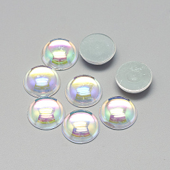 Clear AB Transparent Acrylic Cabochons, AB Color Plated, Half Round/Dome, Clear AB, 25x8mm