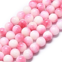 Бледно-Розовый Натуральный Malaysia нефритовые бусы пряди, окрашенная и подогревом, круглые, розовый жемчуг, 10 мм, отверстие : 1.2 мм, около 39 шт / нитка, 14.96 дюйм (38 см)
