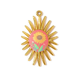 Настоящее золото 18K Печатные 304 подвески из нержавеющей стали, , зеркальная полировка, ионное покрытие (ip), реальный 18 k позолоченный, 34x22 мм