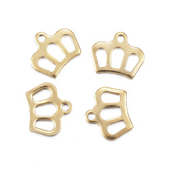 Golden Ionenbeschichtung (IP) 304 Edelstahlanhänger, Krone Charme, golden, 8.5x10x1 mm, Bohrung: 1 mm