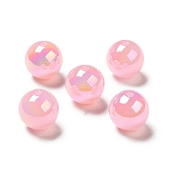 Pink УФ-покрытие непрозрачные радужные переливающиеся акриловые бусины, круглые, розовые, 15~16x15 мм, отверстие : 2 мм