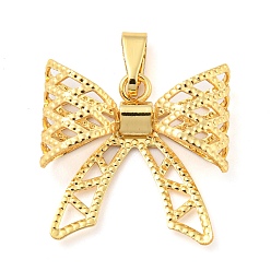 Real 18K Gold Plated Rack Plating Brass Pendants, Cadmium Free & Lead Free, 
Long-Lasting Plated, Bowknot, Real 18K Gold Plated, 18.5x20.6x6mm, Hole: 6.5x2mm
