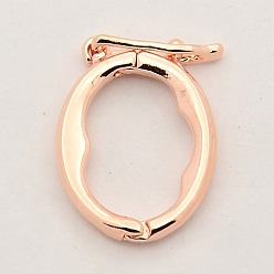 Rose Gold Brass Shortener Clasps, Twister Clasps, Oval Ring, Rose Gold, 17x13x2mm