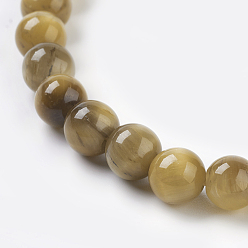 Tiger Eye Natural Gold Tiger Eye Beads Strands, Grade A, Round, 6mm, Hole: 1mm, about 31pcs/strand, 8 inch