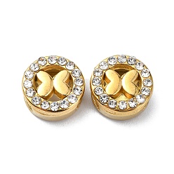 Бабочка Ионное покрытие (ip) 304 подвески из нержавеющей стали, со стразами, реальный 18 k позолоченный, бабочка, 10.5x5 мм, отверстие : 2.2x6.5 мм