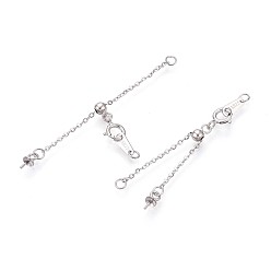 Платина 925 удлинители цепи из стерлингового серебра, с застежками в виде когтей лобстера и подвесками, платина, 50x5.5 мм, отверстие : 1.8 мм