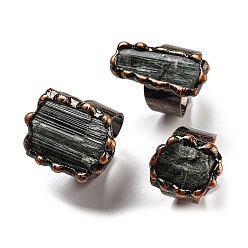 Турмалин Открытые манжеты неправильной прямоугольной формы с натуральным турмалином, кольцо на палец из красной меди и олова, без кадмия и без свинца, размер США 8 1/4 (18.3 мм)