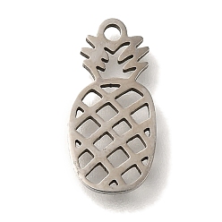 Ананас 201 подвески из нержавеющей стали, фруктовые прелести, ананас, 14.5x7x1 мм, отверстие : 1.2 мм