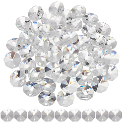 Clear 50Pcs Octagon Sew on Glass Rhinestone, Clear, 20x20x10.5mm, Hole: 1.6mm
