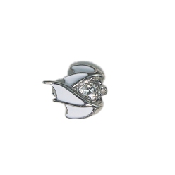 Белый Подвески из эмали и сплава, подвеска в виде ангельского сердца, платина, белые, 20x18 мм