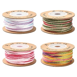 Mixed Color 4 Rolls 4 Colors Segment Dyed Macrame Cotton Cord, Round Braided Rope, for Wall Hanging, Crafts, Gift Wrapping, Mixed Color, 1mm, about 32.81 Yards(30m)/Roll, 1 roll/color