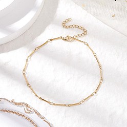 Золотой 304 женские браслеты на ногу из нержавеющей стали с кубовидными звеньями, золотые, 9 дюйм (229 мм)