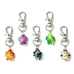 (52) Непрозрачная лаванда Подвеска из синтетической бирюзы с морской черепахой, Поворотные застежки-лобстеры из сплава, подвески для украшений сумок, разноцветные, 51 мм