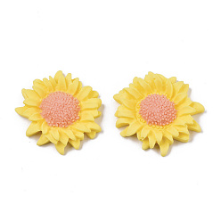 Золотистый Непрозрачные кабошоны из смолы, цветок, золотые, 36x33x7.5 мм