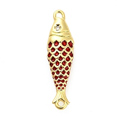 (123L) Белый крем непрозрачный блеск Подвески-рыбки из латуни с эмалью, с четким кубического циркония, реальный 18 k позолоченный, долговечный, стойки покрытие, без свинца и без кадмия, ионное покрытие (ip), огнеупорный кирпич, 27.5x7.5x3.5 мм, отверстие : 1.5 мм