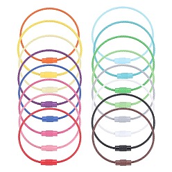 Mixed Color 32Pcs 16 Colors Baking Paint Stainless Steel Cable Wire Keychain, with Screw Clasps, Mixed Color, 15.2x0.15cm, 2pcs/color