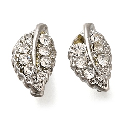 Платина Вакуумное покрытие PVD и долговечная латунь с покрытием и держателями из стразов, Без кадмия, без никеля и свинца, лист, платина, 11x6.5 мм, штифты : 1 мм