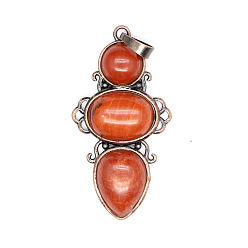 Красный Камень Подвески из натуральной красной яшмы в стиле ретро, подвески пчелы, с красной медной металлической фурнитурой, 47x24 мм