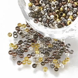Mixed Color Brass Crimp Beads, Rondelle, Mixed Color, 2x1.2mm, about 3000pcs/bag