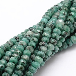 Bleu Cadet Teint malaisie naturelle jade rondelle perles brins, facette, bleu cadet, 4x2~3mm, Trou: 1mm, Environ 110~115 pcs/chapelet, 14 pouce