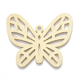 Золотой Алюминиевые большие подвески, Лазерная резка больших подвесок, бабочка, золотые, 41.5x50x1 мм, отверстие : 3 мм