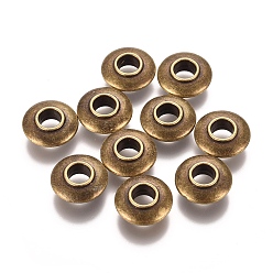 Античная Бронза Сплавочные бусины, долговечный, большие отверстия пончика бусины, без никеля , античная бронза, 14x5 мм, отверстие : 5 мм