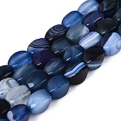 Морской Синий Природный агат бисер нитей, твист, окрашенные, Marine Blue, 11~12.5x7~9x7~9 мм, отверстие : 0.7~1.2 мм, около 32~33 шт / нитка, 14.57~16.14 дюйм (37~41 см)