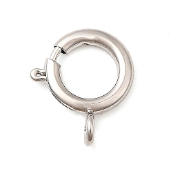 Платинированный Латунная застежка пружинного кольца, стойки покрытие, без никеля , Реальная платина, 16x13.5x2 мм, отверстие : 2 мм