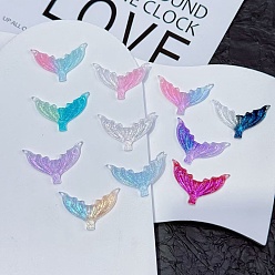 Русалка Кабошоны из прозрачной смолы, светящиеся в океане, светится в темноте, русалка хвост, 26x41x6 мм