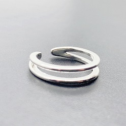Ring Латунные двухрядные манжетные кольца для пальцев ног, серебряные, кольцо, внутренний диаметр: регулируемый