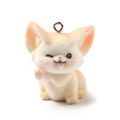 Фора Подвески из непрозрачной смолы, лиса, с железной платиной петлей, оранжевые, 31.5x27x26 мм, отверстие : 2 мм