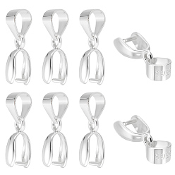 Silver 8Pcs 925 Sterling Silver Pendants, Ice Pick & Pinch Bails, with 925 Stamp, Silver, 16mm, Hole: 5mm, Pin: 0.5mm
