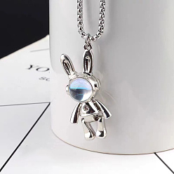 Кролик Кулон из сплава 316 цепочки из хирургической нержавеющей стали для мужчин, цвет нержавеющей стали, кролик, 23.62 дюйм (60 см)