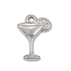 Stainless Steel Color 304 Stainless Steel Pendants, Lemon Drink Charms, Stainless Steel Color, 18.5x13x2mm, Hole: 1.7mm
