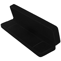 Noir Boîtes cadeaux en velours pour colliers, avec couvercle à charnière, rectangle, noir, 21.9x5.5x3 cm
