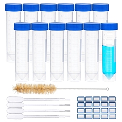 Clear DIY Kit, with Transparent Disposable Plastic Centrifuge Tube, Label Paster, Plastic Pipettes Dropper and Cleaning Brush, Clear, 28x16.5cm; capacity: 1~50ml