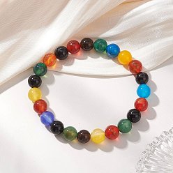 (52) Непрозрачная лаванда Эластичные браслеты из натурального агата для женщин, круглые, разноцветные, бусины : 8 мм, внутренний диаметр: 2 дюйм (5.1 см)